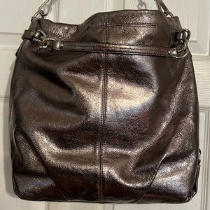 Used coach silver metallic bag